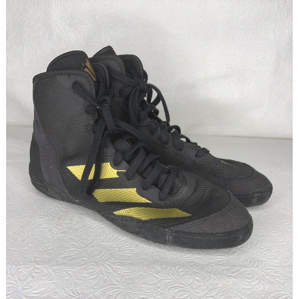 Adidas HVC Wrestling Shoes Black Gold Mens Size 6.5 IE3207 High Top Combat Boots